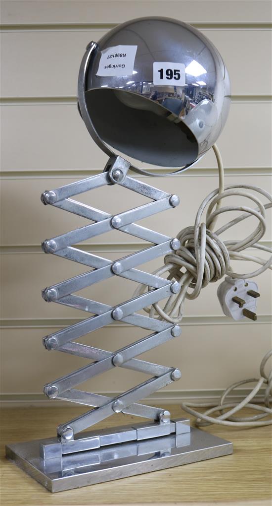 A 1960s chrome Scissor Lamp by Ingo Maurer & Dorothee Becker